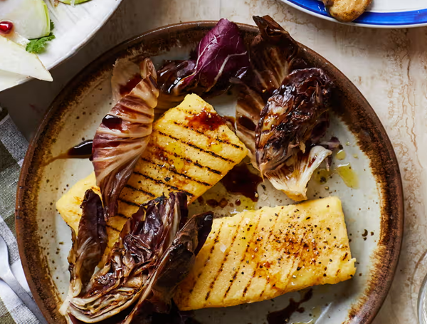 Grilled radicchio and grilled polenta