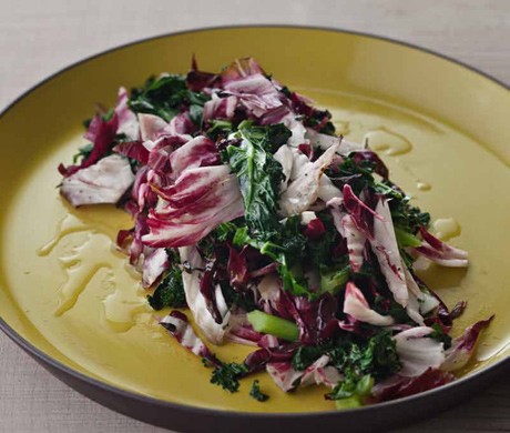 Grilled radicchio and kale, sauerkraut style