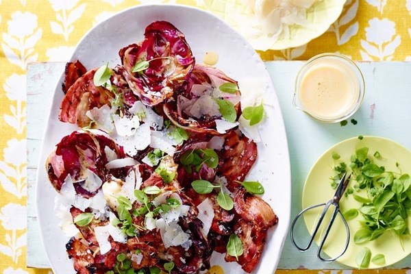 Grilled radicchio with pancetta & Parmesan