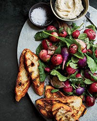 Grilled radishes with rosemary brown butter