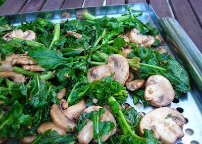 Grilled rapini & mushrooms