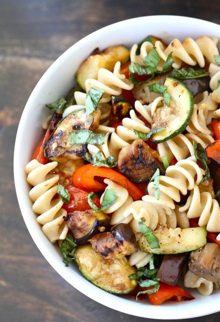 Grilled ratatouille pasta salad