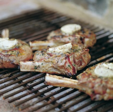 Grilled rib-eye steaks with anchovy butter