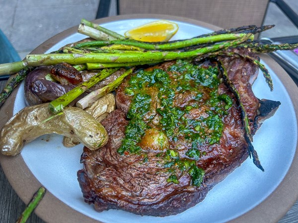 Grilled ribeyes with chimichurri 