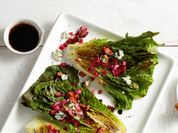 Grilled romaine with blue cheese-bacon vinaigrette