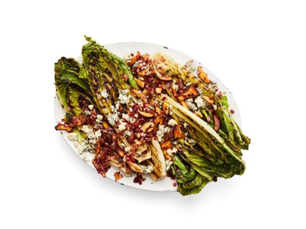  Grilled romaine with shiitakes and blue cheese