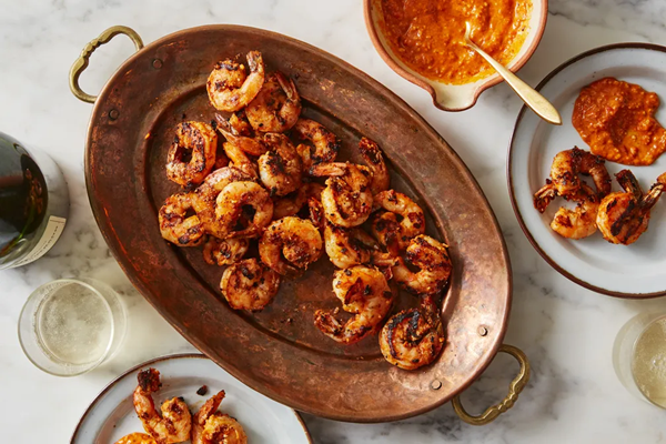 Grilled romesco shrimp