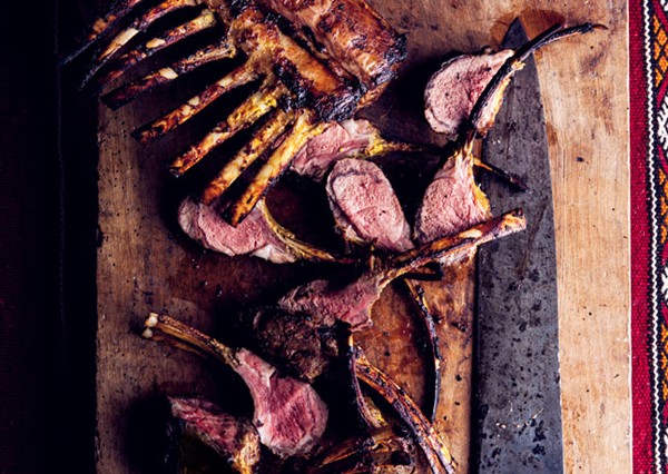 Grilled saffron rack of lamb