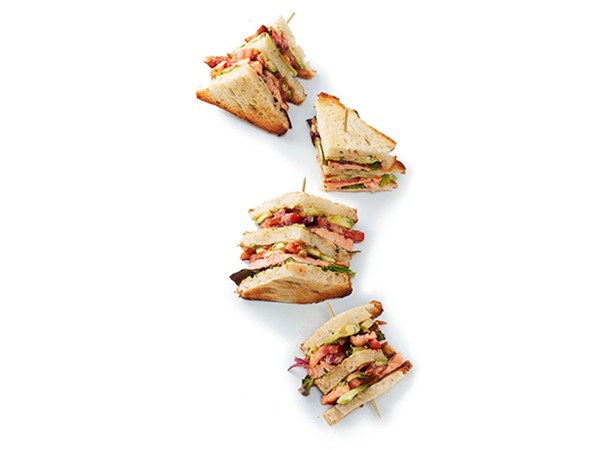 Grilled salmon BLT clubs