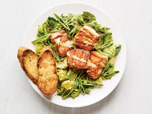 Grilled salmon Caesar salad