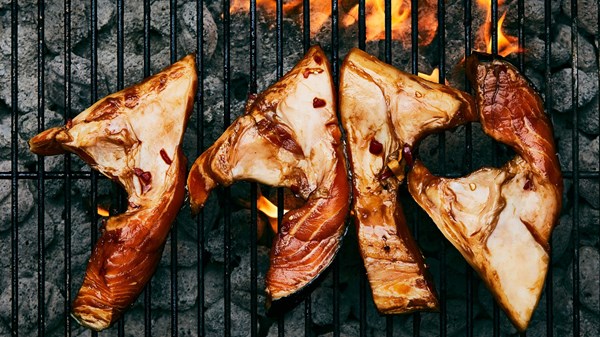 Grilled salmon collars