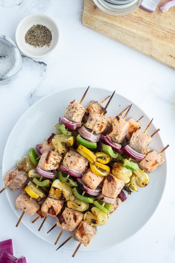 Grilled salmon kabobs