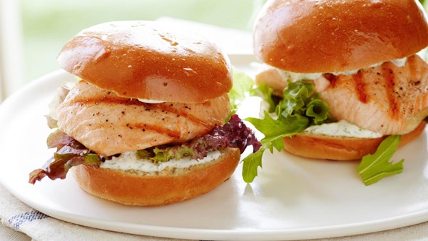 Grilled salmon sandwiches