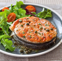 Grilled salmon steaks