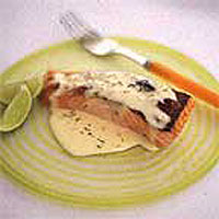 Grilled salmon with a ginger lime butter sauce