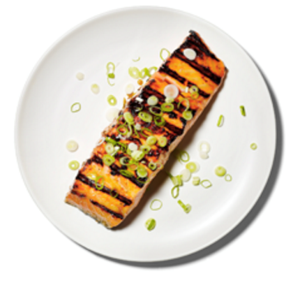 Grilled salmon with apricot, mustard, and soy