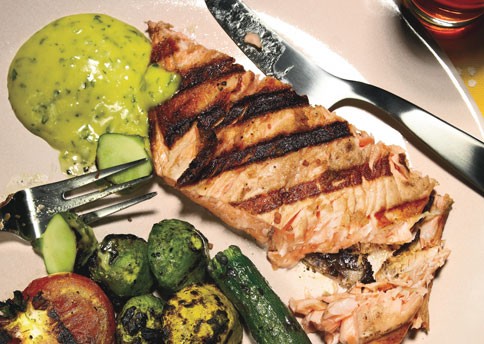 Grilled salmon with basil aioli