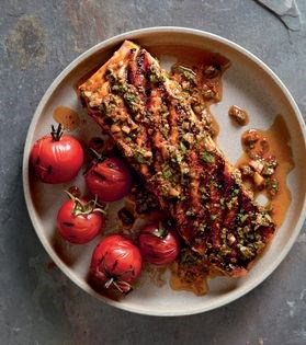 Grilled salmon with chermoula