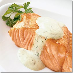 Grilled salmon with green goddess dressing