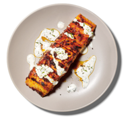 Grilled salmon with harissa