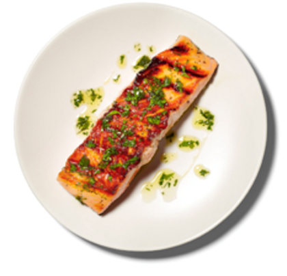 Grilled salmon with lemon and herb