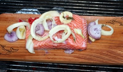 Grilled salmon with pickled fennel