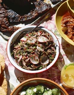Grilled salpicón tostadas
