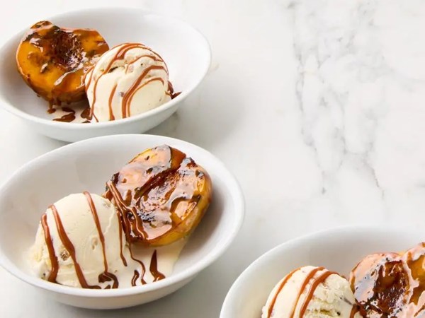 Grilled salted caramel peaches