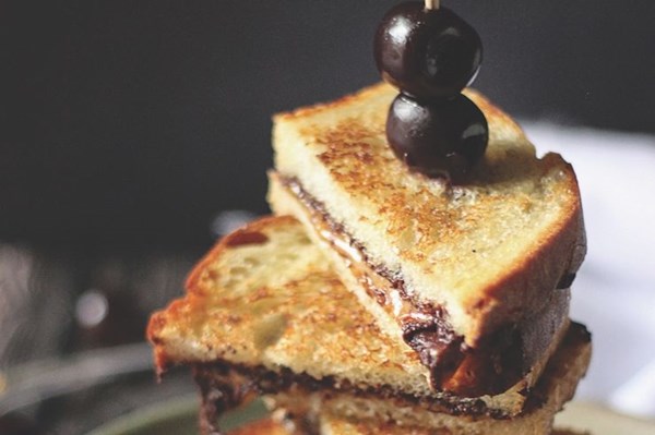 Grilled salted dulce de leche chocolate Kahlúa coffee sandwiches