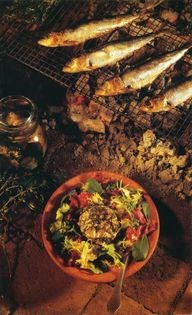 Grilled sardines, sprats, anchovies or any small fish