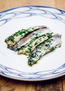 Grilled sardines/seaweed gremolata
