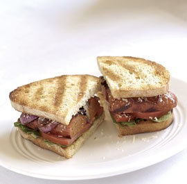 Grilled sausage & onion panini