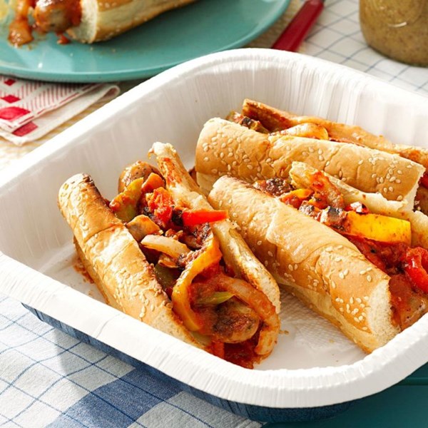 Grilled sausage & pepper heroes