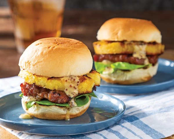 Grilled sausage and pineapple sliders