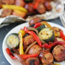 Grilled sausage and vegetable foil packets