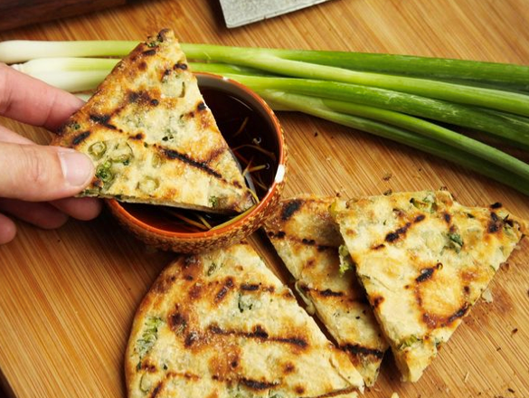 Grilled scallion pancakes