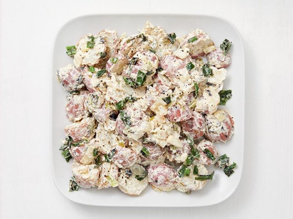 Grilled scallion potato salad