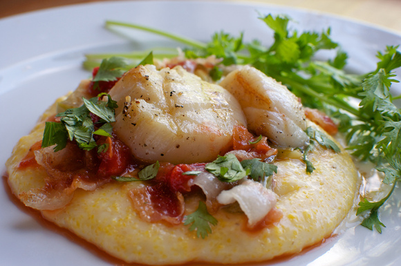 Grilled scallops, composed for a dinner party