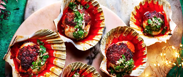 Grilled scallops with 'nduja butter