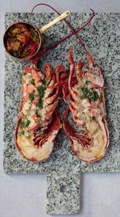 Grilled Scottish lobster with a warm tomato & basil salsa