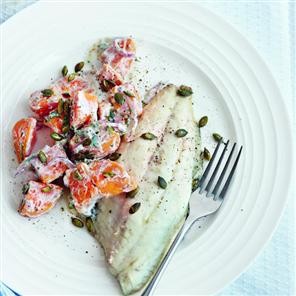 Grilled sea bream with sweet potato salad