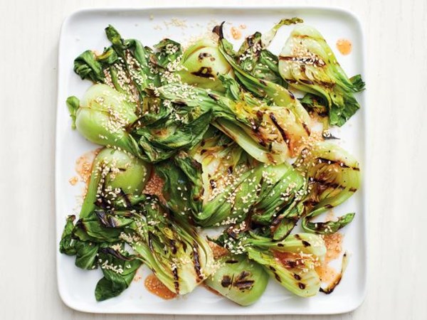 Grilled sesame bok choy