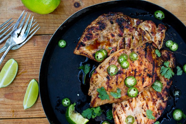 Grilled sesame lime chicken breasts