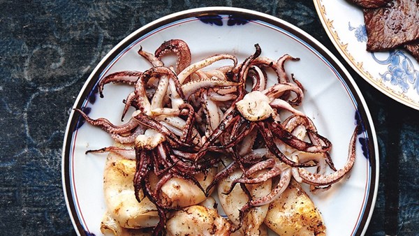 Grilled sesame squid