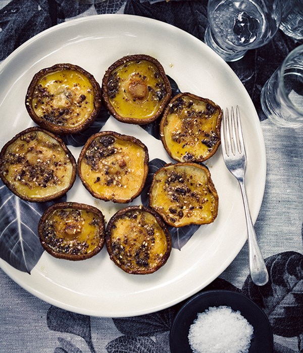Grilled shiitake mushrooms with umami butter