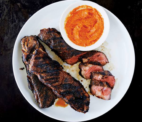 Grilled short ribs with sesame-chipotle mole