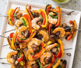Grilled shrimp and vegetable kebabs