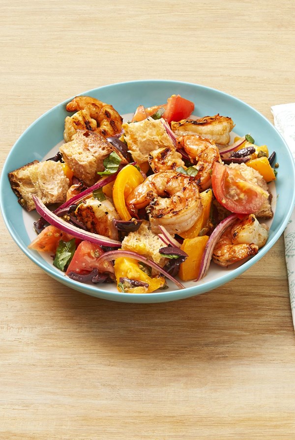 Grilled shrimp panzanella