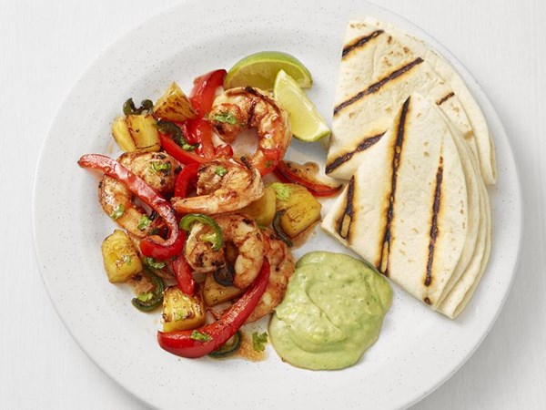Grilled shrimp-pineapple fajitas 
