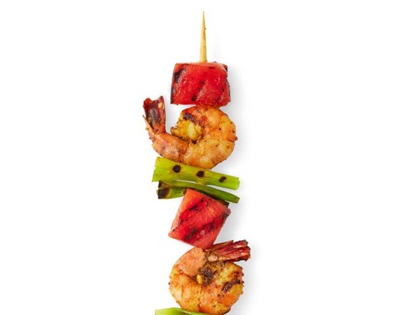 Grilled shrimp-watermelon kebabs 